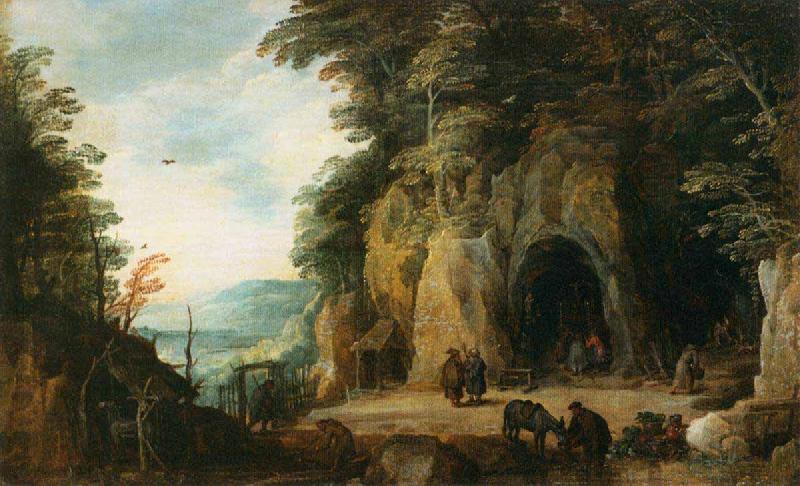 Joos de Momper Monks Hermitage in a Cave oil painting image
